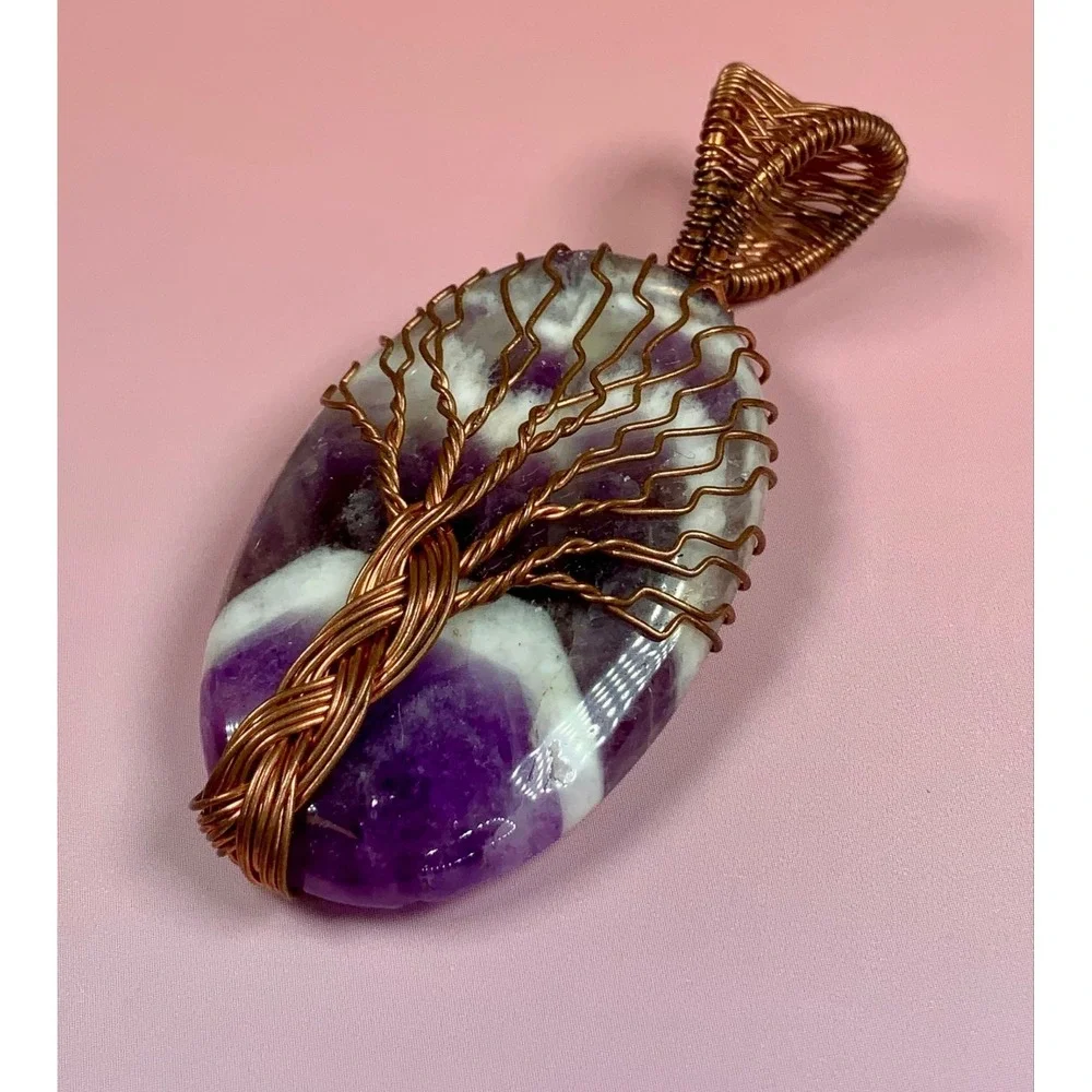 💜🌳 Chevron Amethyst Tree of Life Pendant 🌳💜